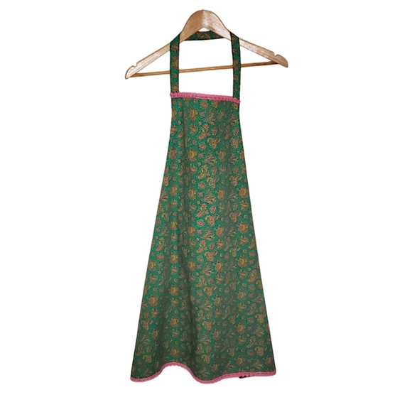 Accessories - Vintage 70s Green, Pink and Yellow Printed Paisley Cooking Apron